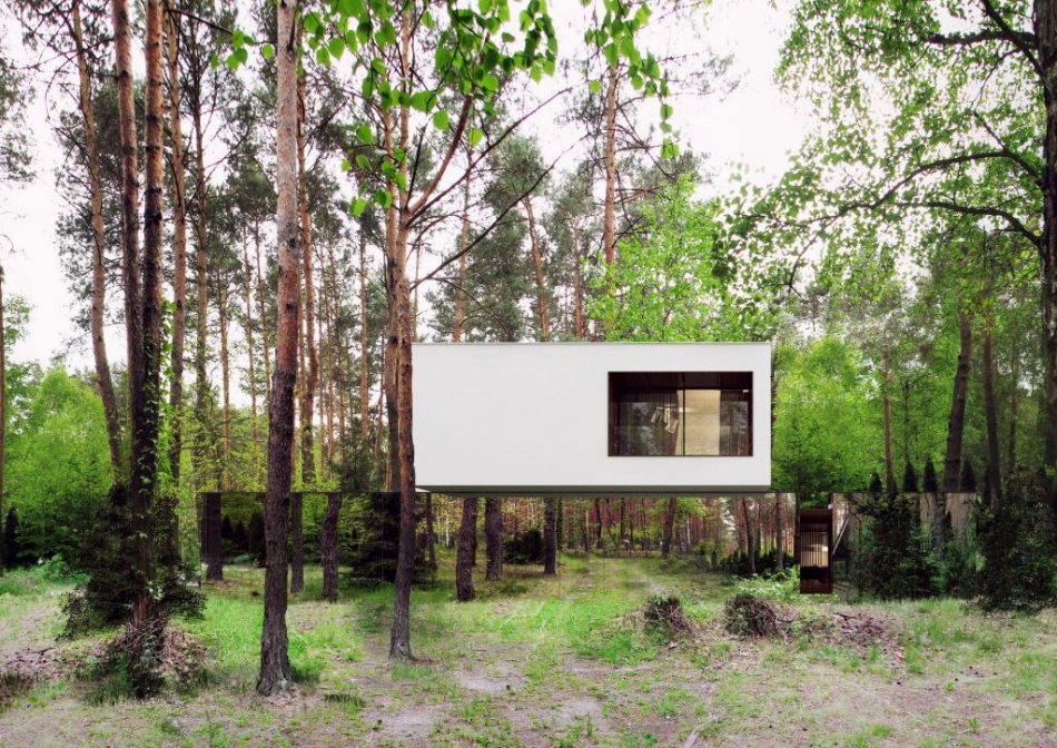 Hovering Home: Near-Invisible Mirrored Forest Residence