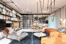 obývací prostor s kuchyňským koutem