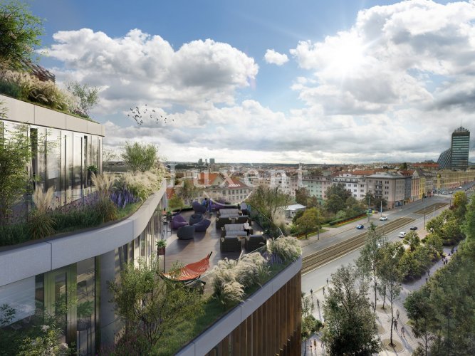 Pronájem moderní kancelářské jednotky s terasou, 615 m², Praha 10