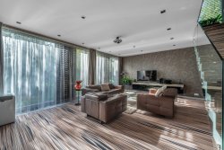 obývací pokoj s francouzskými okny