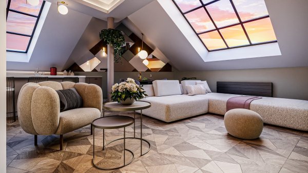 vizualizace obývacího pokoje