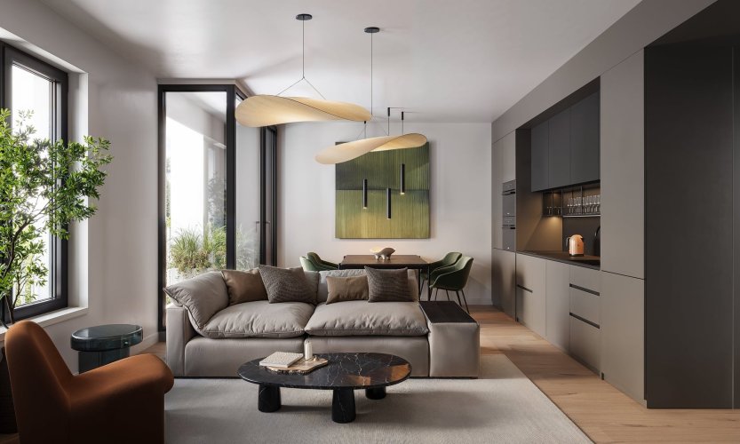 Sale of a 2+kt/L apartment, 58.1 sqm, in the Na Nároží residence, Prague 8 – Kobylisy