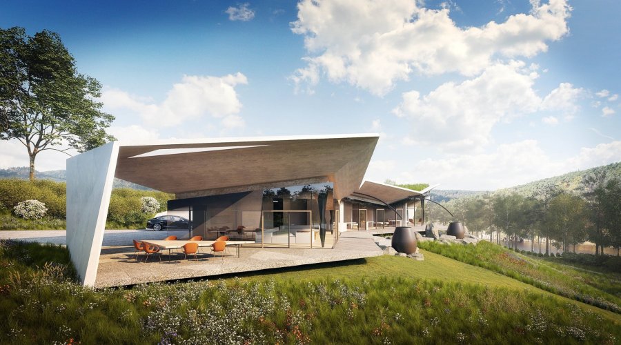 Prodej unikátního stavebního pozemku s realizaci architektonického návrhu projektu, Kamýk nad Vltavou