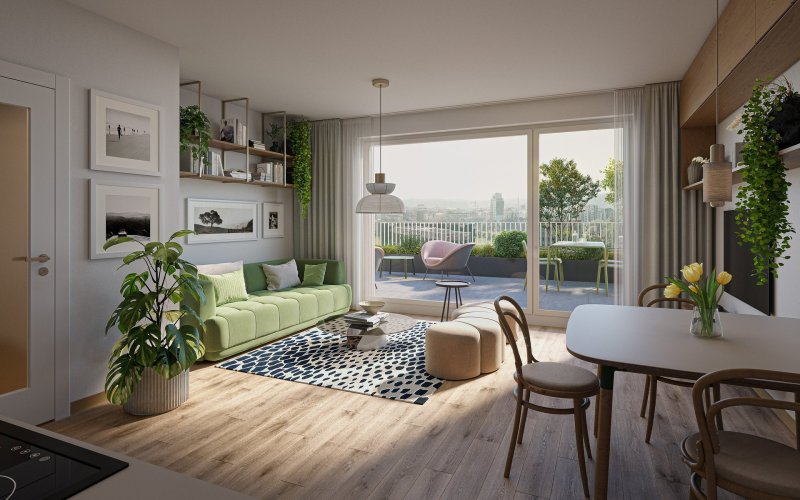 Sale of a 2+kt/B apartment, 48.9 sqm, in the NEAR living development project, Prague 8 – Palmovka