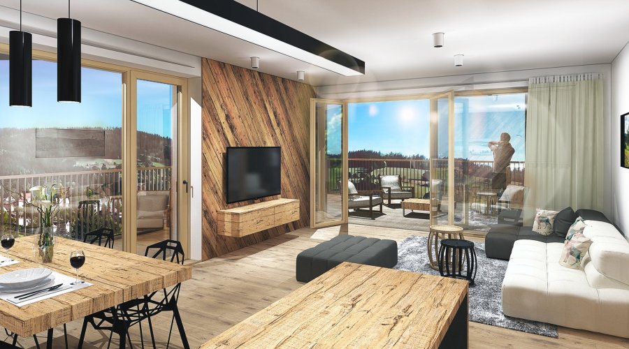 Prodej apartmánu 2+kk/L, 70,1 m², v Rezidenci Svatá Barbora, Železná Ruda